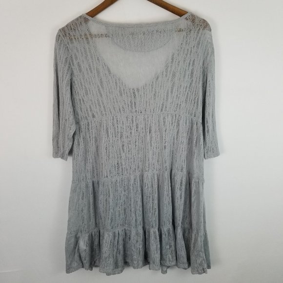 🐧Sunset Rd Sheer Ruffled Hem Button Up Tunic - Picture 4 of 8